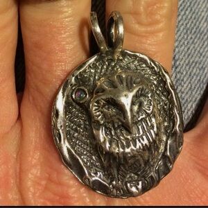 Handmade artisan Sterling Silver owl pendant